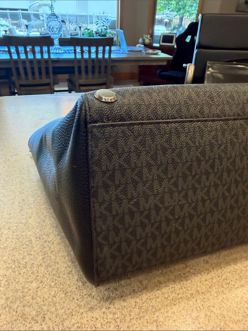 Michael Kors Black Tote with Silver Accents and Logo Print - Picture 12 of 16